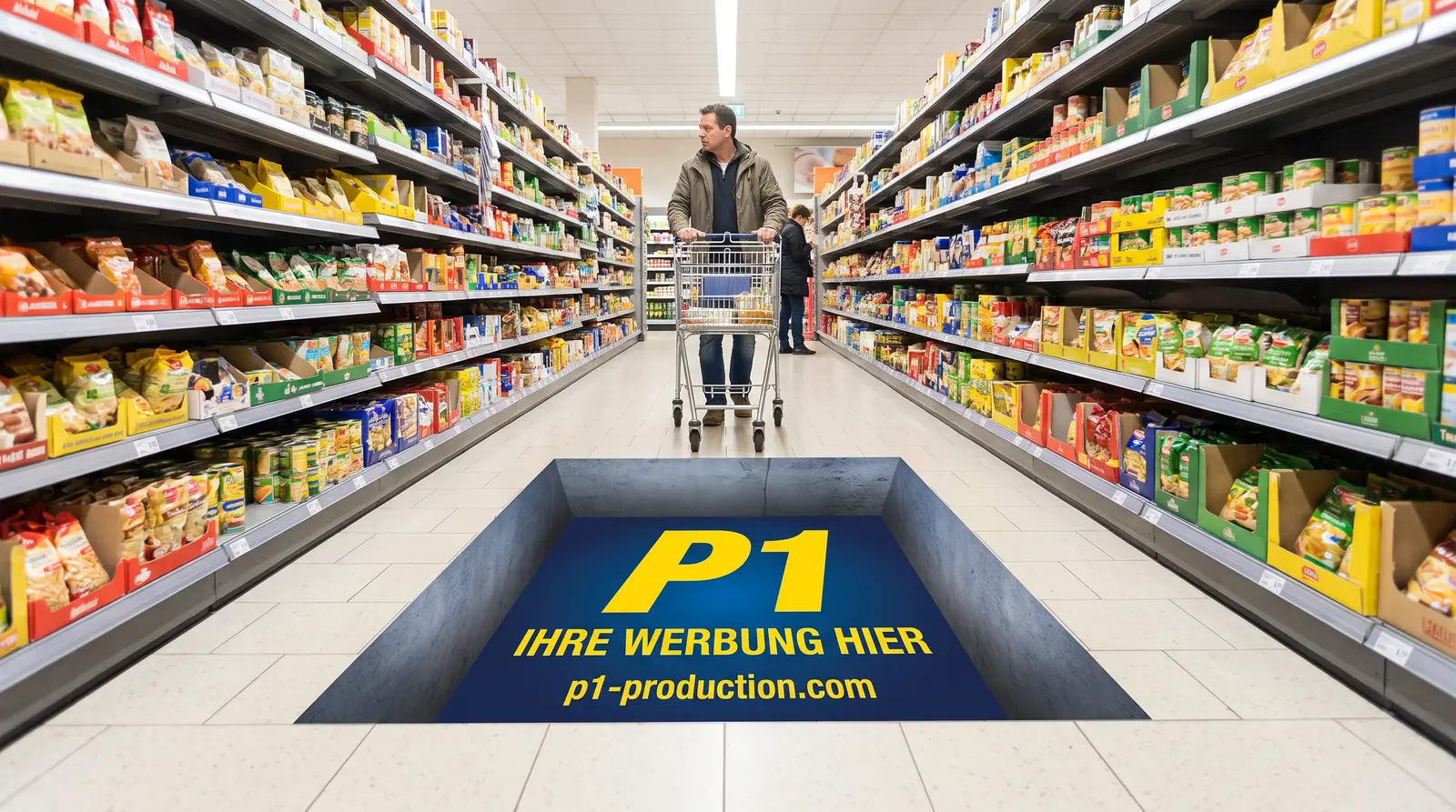 Der Kleber mit 3D-Effekt im Laufweg